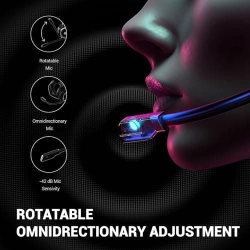 EKSA E1000 USB Gaming Headset for PC, Computer Headphones with Microphone/Mic Noise Cancelling, 7.1 Surround Sound, RGB Light - Wired Headphones for PS4, PS5 Console, Laptop, Call Center