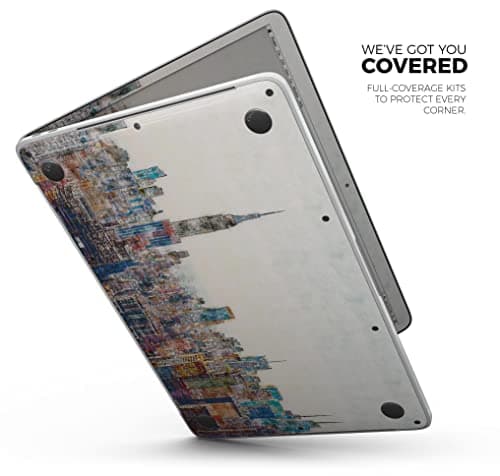 Watercolor New York City Skyline Full-Body Wrap Scratch Resistant Decal Skin-Kit Compatible with MacBook 13" Pro M1 (A2338)