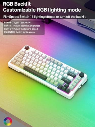 E-YOOSO Z82 Wireless Mechanical Keyboard, 3-Modes 81 Keys Compact, 75% Gasket Hot Swappable RGB Gaming Keyboard with Dedicated Knob Control and Sound Absorbing Pads, PBT Keycaps