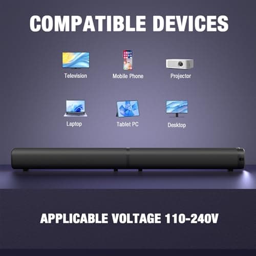 Sound Bar, 100W Sound Bar for Smart TV, Bluetooth 5.3 Soundbar, 2 in 1 Detachable Home Speaker Bass Effect, Home Theater Surround Sound, ARC/Optical/AUX/USB Connections, for TV/PC/Projectors