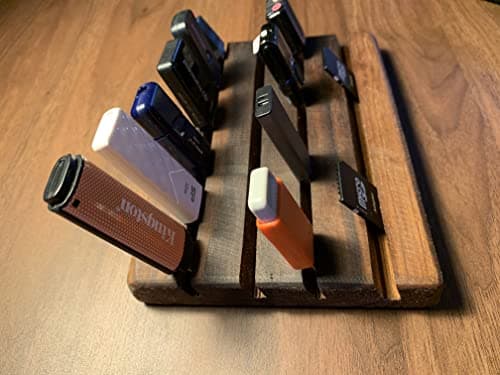 SD Card Holder for Desktop Display - USB Thumb Drive Stand Handmade from Beautiful Walnut - Gift Idea for Photographers, Videographers, & Tech Professionals