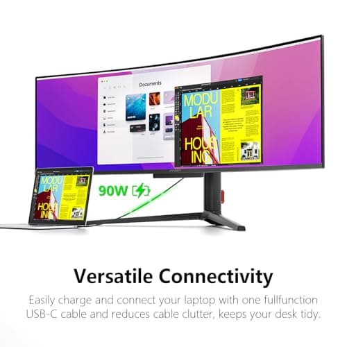 INNOCN 49" 49Q1S OLED Curved Gaming Monitor 5120 x 1440p 240Hz, 0.03ms, USB Type C 90W, HDMI 2.1, DisplayPort, USB Hub, Surrounding Speakers, Adaptive-Sync, Height Adjustable Stand, Black