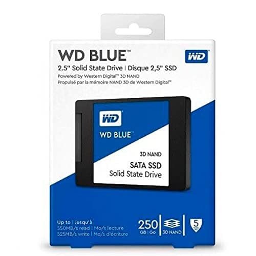 Western Digital 250GB WD Blue 3D NAND Internal PC SSD - SATA III 6 Gb/s, 2.5"/7mm, Up to 550 MB/s - WDS250G2B0A