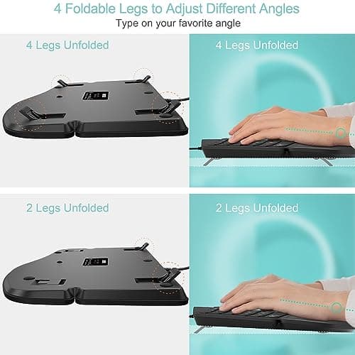 Arteck Ergonomic USB Wired Keyboard with Cushioned Wrist & Palm Rest, Backlit 7 Colors & Adjustable Brightness Comfortable Natural Split Keyboard with 6 Feet Wire for Windows Computer Desktop Laptop