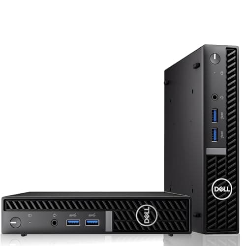 Dell Optiplex Tiny Mini Desktop PC, Intel Core i5, 32GB RAM, 1TB SSD with Dual 27 inch Curved Monitor, AI Enabled RGB Keyboard Mouse, RGB Soundbar and Webcam Windows 11 Pro (Renewed)