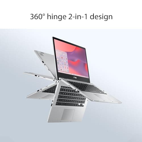 ASUS Chromebook Flip CX1 Convertible Laptop, 14" FHD NanoEdge 360-degree Touchscreen, Intel Celeron N4500 Processor, 128GB eMMC Storage, 8GB RAM, ChromeOS, Transparent Silver, CX1400FKA-AS88FT