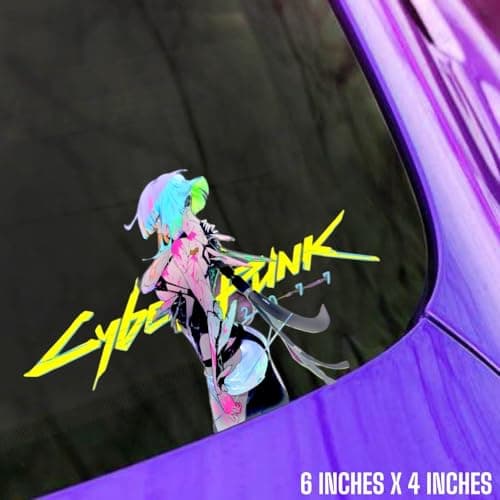 Cyberpunk Vinyl Sticker Cyberpunk car Decal Cyberpunk car Sticker Water Proof Cyberpunk Sticker Reflective for car for Laptop (Purple)