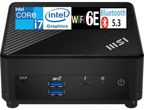 MSI Cubi 5 Mini Desktop (Intel i7-1255U, Intel Iris Xe, 8GB DDR4, 512GB PCIe SSD, Thunderbolt 4, WiFi 6E, Bluetooth 5.3, 65W PSU, 2 RJ-45, 1 Display Port, HDMI, Win 11 Pro) w/DKZ USB Port Expander