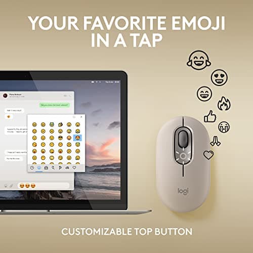 Logitech POP Mouse, Wireless Mouse with Customizable Emojis, SilentTouch Technology, Precision/Speed Scroll, Compact Design, Bluetooth, Multi-Device, OS Compatible - Mist