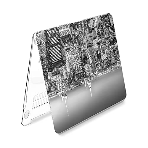 Hard Case Compatible for MacBook Pro 16 14 M3 M2 2023 M1 Pro 13 2022 Air 13 2021 Retina 2020 Mac 11 12 Monochrome New York Cover America Protective Design Skyline Laptop City Nightlife Print