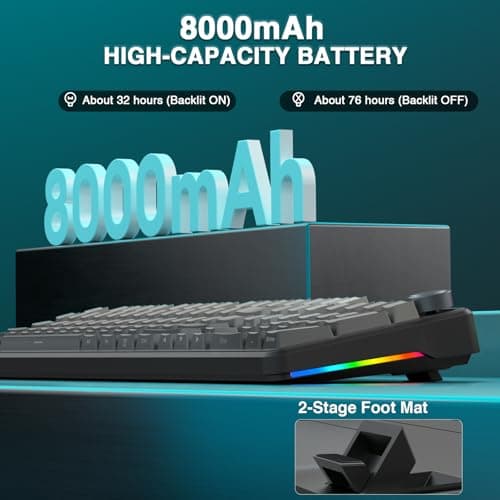 AULA F108 PRO - Wireless Mechanical Keyboard with Screen & Knob,Full Size Keyboard with 8000mAh Battery,Pre-lubed Switches,Side Printed PBT Keycaps,RGB Backlit Hot Swappable Custom Gaming Keyboards