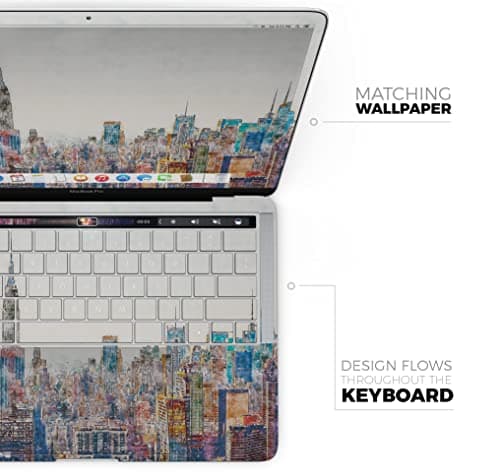 Watercolor New York City Skyline Full-Body Wrap Scratch Resistant Decal Skin-Kit Compatible with MacBook 13" Pro M1 (A2338)