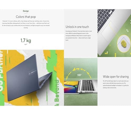 ASUS Vivobook 14" FHD Slim Laptop, Latest 10Cores i5-1334U, Intel UHD Graphics, USB C, Webcam, 2025 Model, Win11 (R7 7730U)