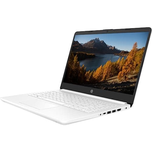 HP Portable Laptop, Student and Business, 14" HD Display, Intel Quad-Core N4120, 8GB DDR4 RAM, 64GB eMMC, 1 Year Office 365, Webcam, SD Card Reader, HDMI, Wi-Fi, Windows 11 Home, White, KKE Mousepad