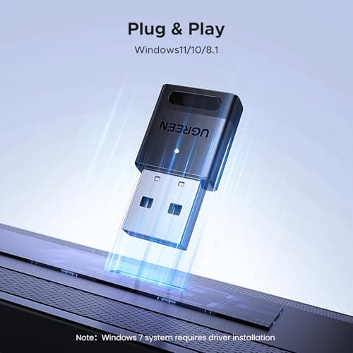 UGREEN USB Bluetooth Adapter, 5.4 Dongle for PC, Plug & Play for Windows 11/10/8.1, Bluetooth Receiver & Transmitter for Keyboard/Mouse/Headphone/Speakers/Printer