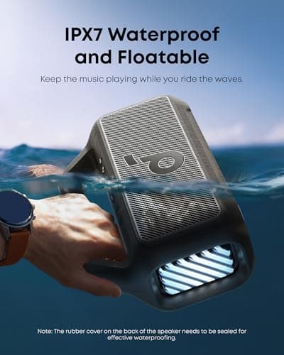 soundcore Boom 2 By Anker, Outdoor Speaker, 80W, Subwoofer, BassUp 2.0, 24H Playtime, IPX7 Waterproof, Floatable, RGB Lights, USB-C, Custom EQ, Bluetooth 5.3, Portable for Camping, Beach, and Backyard