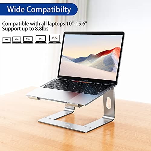 BESIGN LS03 Aluminum Laptop Stand, Ergonomic Detachable Computer Stand, Notebook Riser Compatible with Air, Pro, Dell, HP, Lenovo More 10-15.6" Laptops, Silver