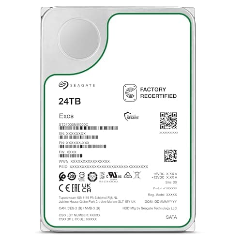 Seagate Exos ST24000NM000C 24TB 7.2K RPM SATA 6Gb/s 512e 3.5in Enterprise Hard Drive (Renewed)
