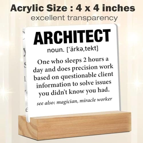 Funny Architect Gifts for Women Men, Gifts for Architects Architecture Major, Architect Definition Acrylic Desk Plaque Sign Office Home Decoration 4 x 4 Inches