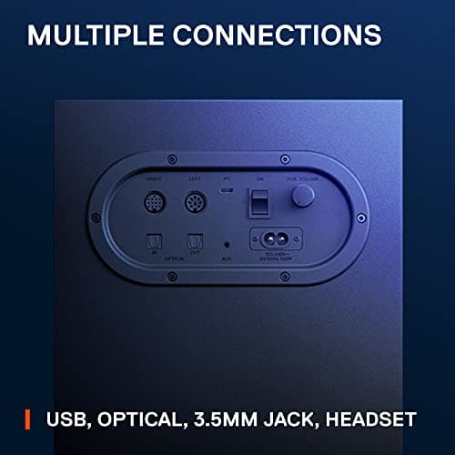 SteelSeries Arena 7 RGB Illuminated 2.1 Gaming Speakers with Powerful Bass, Subwoofer, and Bluetooth - Compatible with PC, PlayStation, Mobile - Black (Renewed)