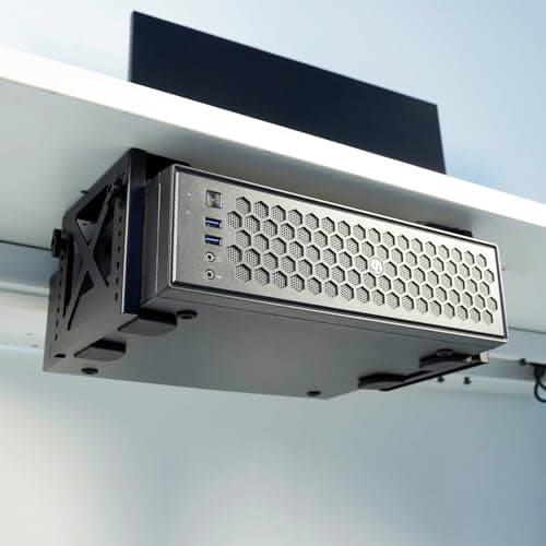 Monzlteck Adjustable Under Desk PC or NAS Mount Bracket Holder，Compatible with Desktop NAS(Network Attached Storage),CPU,UPS,Small Form Factor Desktop Tower.Xbox Series x,OptiPlex7000/7010
