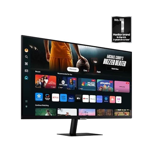 SAMSUNG 32-Inch M7 (M70D) Series 4K UHD Smart Monitor with Streaming TV, Speakers, HDR10, USB-C, Multiple Ports, Gaming Hub, SolarCell Remote, Vision Accessibility Tools, LS32DM702UNXGO, 2024, Black