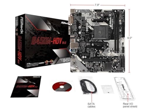 B450M-HDV R4.0 AMD B450 AM4 Socket Ryzen 2000 - 5000 Processors DDR4 3200 64GB HDMI DVI-D D-Sub Motherboard SATA 6Gb/s Micro ATX M.2