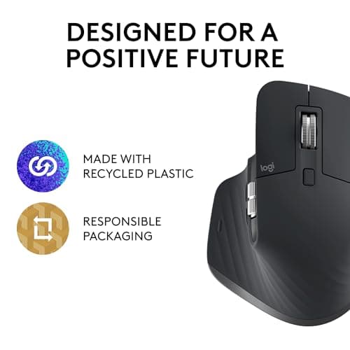 Logitech MX Master 3S Wireless Mouse, Ultra-fast Scrolling, Ergo, 8K DPI, Track on Glass, Quiet Clicks, USB-C, Bluetooth, Windows, Linux, Chrome - Graphite