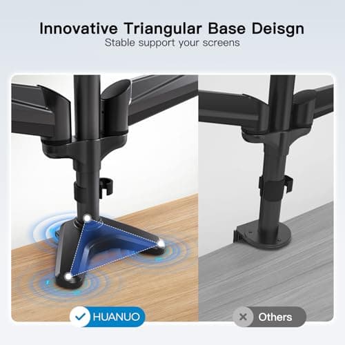 HUANUO Triple Monitor Mount for 17 to 32 inch Screens, Gas Springs Adjustment Triple Monitor Stand with Swivel, Tilt, Rotation, Clamp & Grommet Kit (Black)