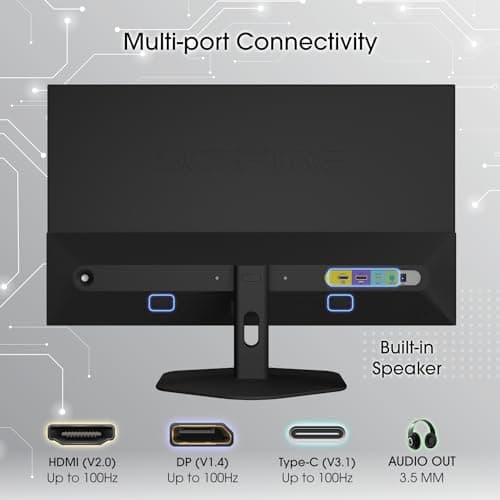 Sceptre 27-inch IPS Eye Care Monitor 100Hz DisplayPort HDMI and USB-C 100% sRGB Build-in Speakers, Machine Black 2024 (E275W-FP100T)