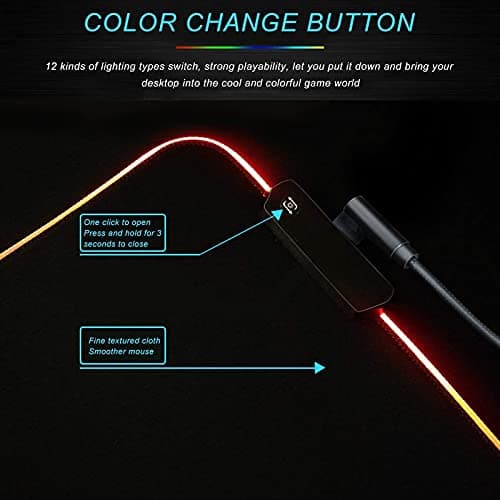 Personalized RGB LED Gaming Mouse Pad Make Your Own Customized Large Gaming Mousepad Custom Mouse Mat for Office Dorm Personalised Gifts Presents for Gaming Lovers, 31.5x11.8in