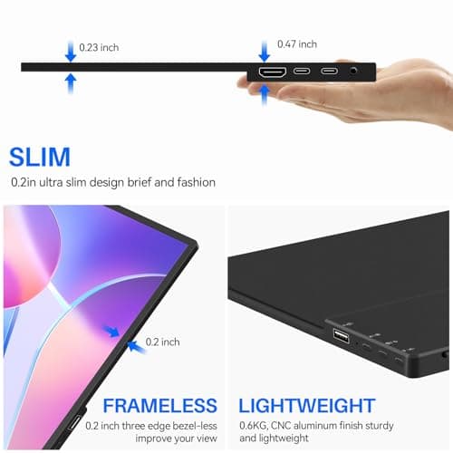 14 Inch Touchscreen Portable Monitor 1200P Slim and Lightweight Bezel less FHD IPS HDR Gaming Monitor, Laptop Travel Sub-Monitor with Built-in Speakers and VESA for Laptop Mac PC Xbox PS4/5 Switch