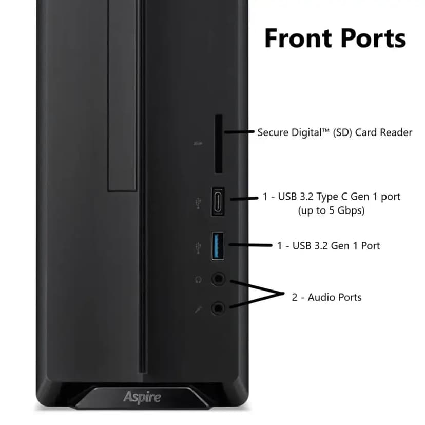 acer Aspire Desktop | 64GB RAM | 2.5TB Storage (2TB SSD+512GB Docking Station Set | Windows 11 Pro with Microsoft Office Trial | Dual-Core Intel Celeron | Keyboard & Mouse | Wi-Fi | Black