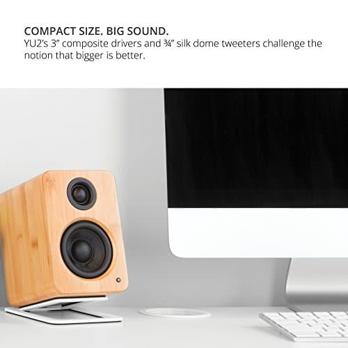 Kanto YU2MG PC Gaming Desktop Speakers | 3" Composite Drivers | 3/4" Silk Dome Tweeter | Class D Amplifier | 100 Watts | Built-in USB DAC | Subwoofer Output | Pair | Matte Grey