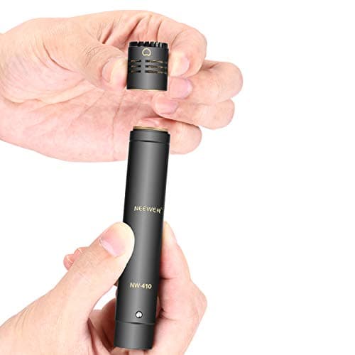 NEEWER 2-Pack Pencil Stick Condenser Mic with Interchangeable Omni Cardioid and Super Cardioid Capsules Foam Windscreens Mic Clip and Carrying Case for Acoustic Woodwind Instruments
