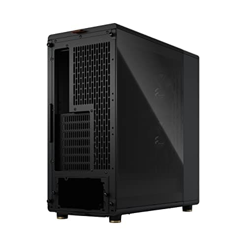 Fractal Design North Charcoal Black Tempered Glass Dark - Genuine Walnut Wood Front - Glass Side Panel - Two 140mm Aspect PWM Fans Included - Type C USB - ATX Airflow Mid Tower PC Gaming Case