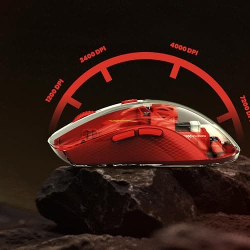 Pegasus Transparent Wireless Gaming Mouse with RGB Lighting, Bluetooth, Adjustable DPI, Red (MKE 830)