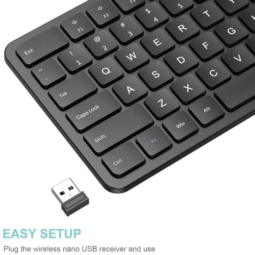 Arteck 2.4G USB Wireless Keyboard Ultra Slim Full Size Keyboard with Numeric Keypad and Media Hotkey for Computer/Desktop/PC/Laptop/Surface/Smart TV and Windows 11/10