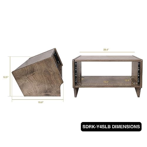 Sound Town DIY 4U Angled Desktop Turret Studio Rack with Solid Baltic Birch Plywood, Weathered Brown, Assembly Required (SDRK-Y4SLB)