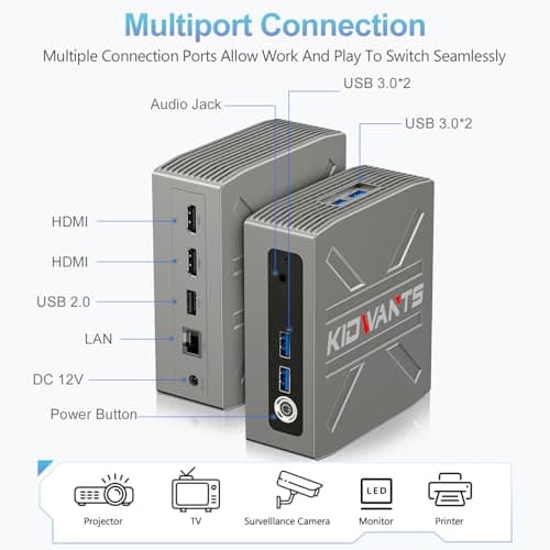 KG1 Mini PC N4000(up to 2.6GHz), Mini Computer 8GB LPDDR4 RAM/128GB eMMC, Mini Desktop Computer Support 4K Dual Display, WiFi 5, BT 5.0, and USB 3.0 (Grey)
