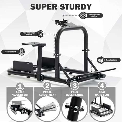 Anman Racing Simulator Cockpit 50mm Large Round Tube Vertical Bracket Seat with Monitor Display TV Stand Fit for Logitech/Thrustmaster/Fanatec G29 G920, Wheel Shifter Pedals NOT Included