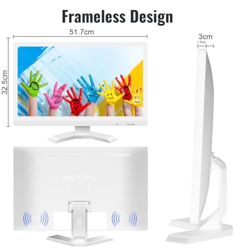 21.5 Inch Touchscreen Monitor FHD 1920x1080P, White, 75Hz, Built-in Speakers, HDMI VGA USB Port, 10-Point Computer Touch Screen PC Display, VESA Wall Mountable