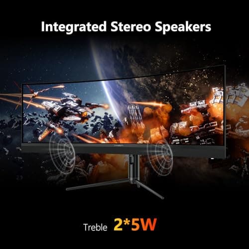 INNOCN 45C1R 45 Inch 5120 x 1440p Ultrawide Curved Gaming Monitor, R1500, HDR400, USB Type-C 90W Power Delivery, PIP/PBP, Built-in Speaker, Height Adjustable, Black