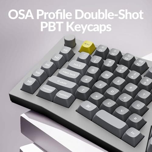 Keychron Q10 Wired Custom Mechanical Keyboard Knob Version, 75% Alice Layout QMK/VIA Programmable Macro with Hot-swappable Gateron G Pro Blue Switch Compatible with Mac Windows Linux (Grey)