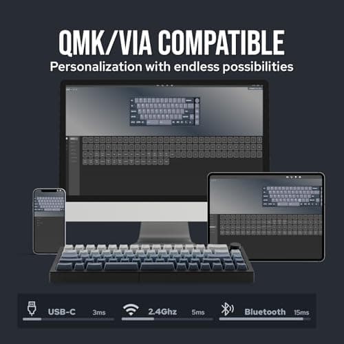 EPOMAKER Split65 QMK/VIA Programmable Keyboard, Wireless Mechanical Keyboard in 2.4Ghz/Bluetooth/Type-C, Ergonomic Gaming Keyboard in Split Layout with RGB Backlit (Flamingo Switch)