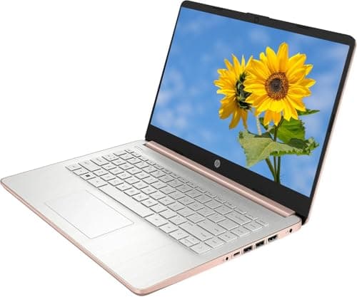 HP AI-Powered 14" HD Laptop with Microsoft Office and 1TB Cloud Storage Included for 1-Year| 16GB RAM|128GB SSD & 128GB Portable SSD| Intel 4-Core CPU| Webcam| Ultra Light|Win 11| RK Bundle| Rose Gold