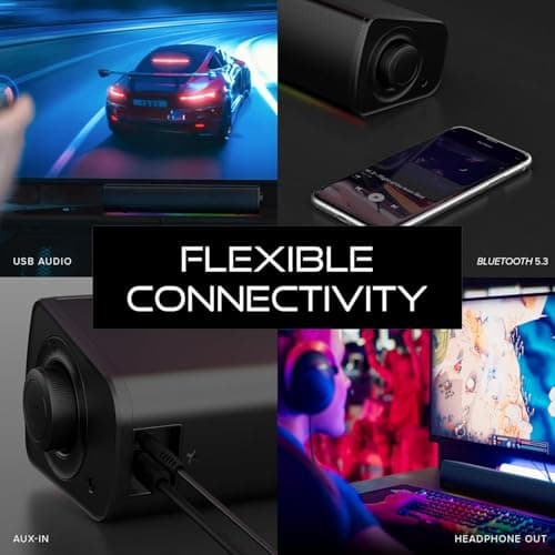 Sound Blaster GS3 Compact RGB Gaming Soundbar with SuperWide Technology, Powered via USB, Bluetooth 5.4, Headphone-Out Port, for PC and Mac