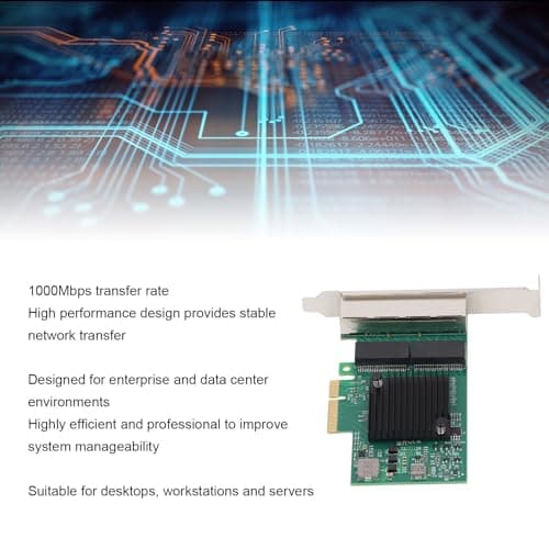 PCIe X4 Gigabit Network Card, 4 Port 1000Mbps Ethernet Adapter, for Desktop PC, Workstation, Server with 8 LED Indicators, Supports Wins Server, VMware ESX