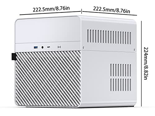 JONSBO N2 White NAS ITX Case 5+1 Disk Bays Mini Aluminum Case, Built-in 12cm Fan, SFX Power Bite (L150mm Max.), Support 65mm CPU Cooler, Integrated Upper Cover Removable，White