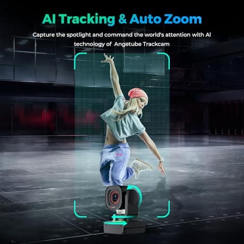 Angetube TrackCam 4K Webcam for PC/Mac - AI Tracking USB 3.0 Streaming Camera with Remote Control, Gesture Control, PTZ, HDR, Microphones, Web Camera for Desktop Computer, Laptop, Meeting, Video Call